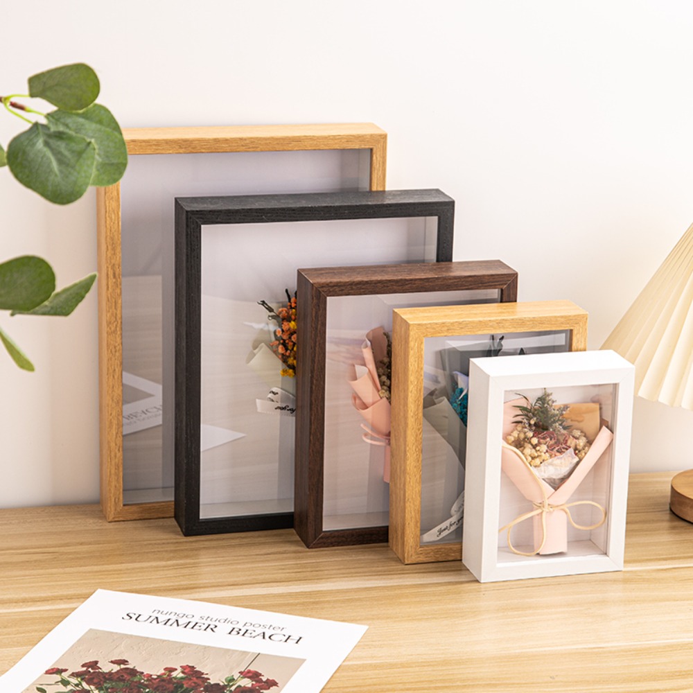 Bamboo Photo Frame - إطار صندوقي متين متعدد الأحجام، إطار