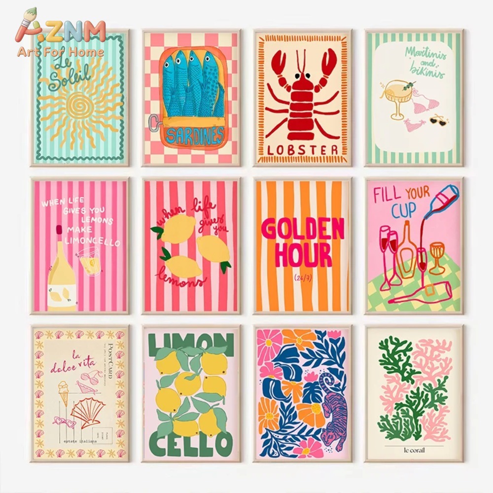 لوحة فنية ملونة من AZNM بتصميم - مراجعة Home Decor Y2K وسعره