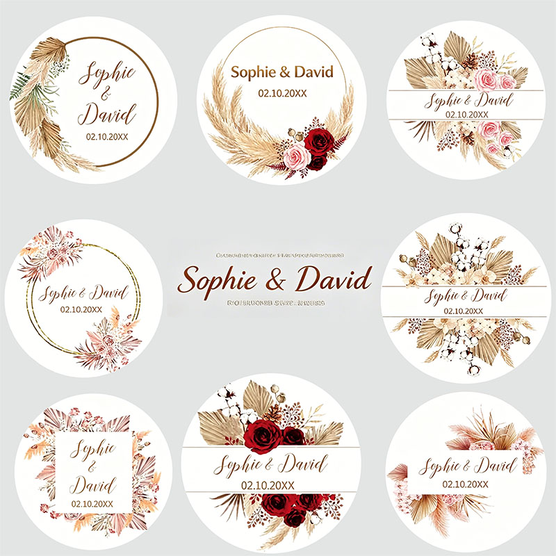 ملصقات زفاف مخصصة بتصميم بوهو  - مراجعة Pampas Grass Decor وسعره