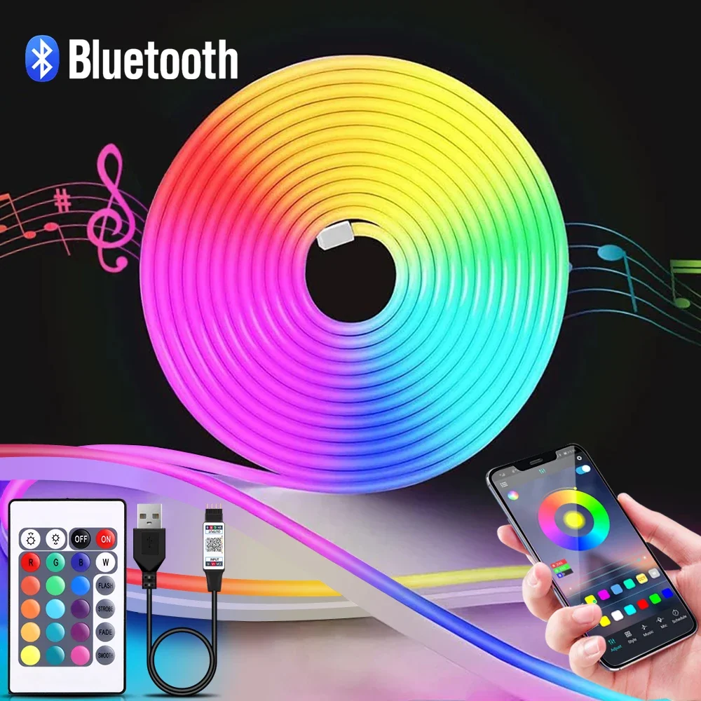 1-5 متر RGB LED شريط ضوء النيو - مراجعة Home Decor Free App وسعره